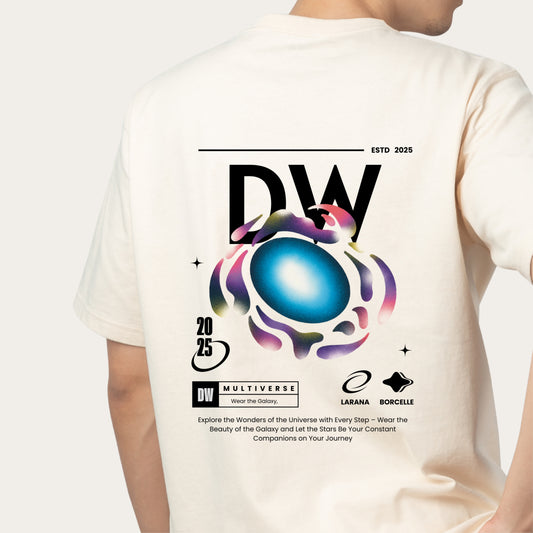 DW Galaxy Off-Shoulder Cotton Oversize T-Shirt