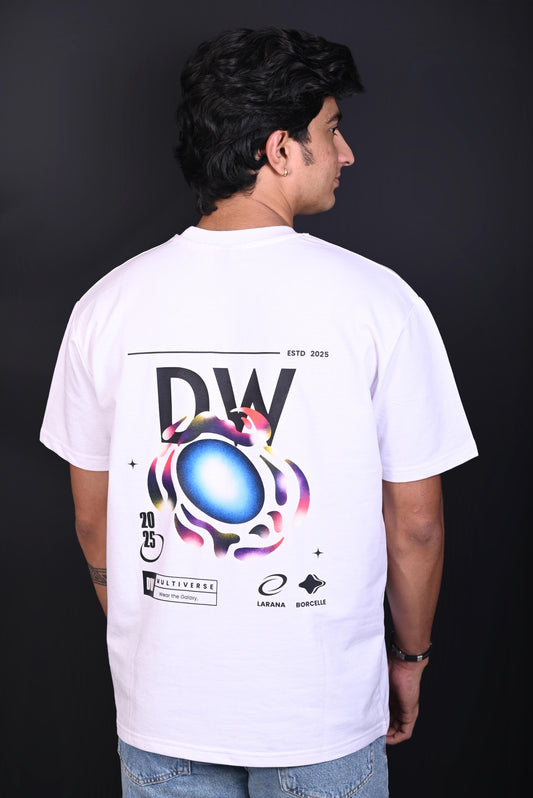 DW Galaxy Off-Shoulder Cotton Oversize T-Shirt